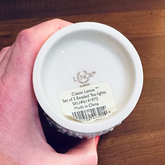 🌟HP🌟New 2010 Classic Lenox Set of 3 Beaded Tea Light Holders with Candles - Picture 8 of 14